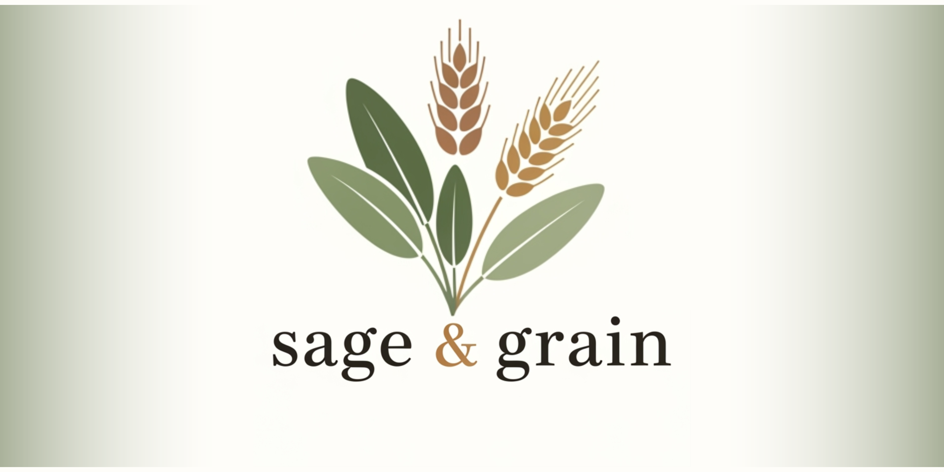 Logo of Sage & Grain with wheat stalks and sage leaves on a white background